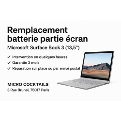 Remplacement batterie partie écran Microsoft Surface Book 3 13,5" – Réparation rapide Paris 17 – Micro Cocktails