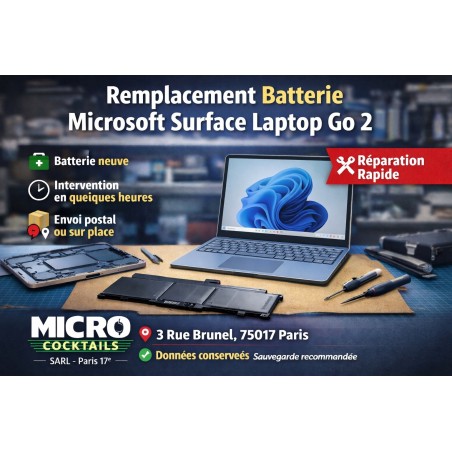 Remplacement batterie Microsoft Surface Laptop Go 2 – Réparation rapide Paris