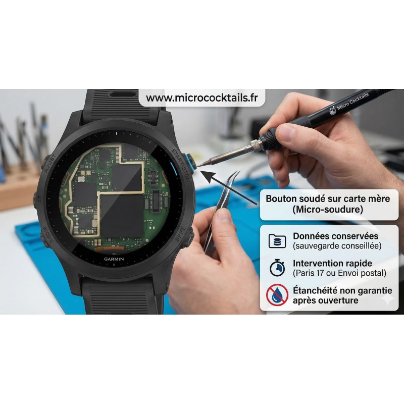 Réparation bouton montre garmin forerunner 945 à PAris