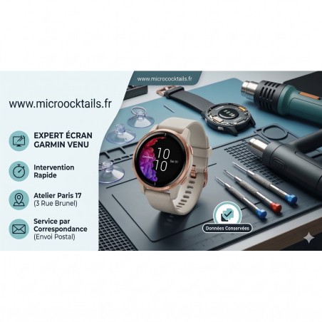 Réparation Écran Garmin Venu à Paris - Rapide & Pro | Micro Cocktails