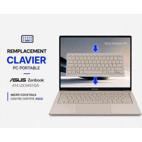 Remplacement de clavier Asus ZenBook A14 UX3407QA Beige