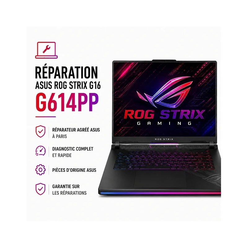 Remplacement clavier rétroéclairé Asus Rog Strix G16 G614PP