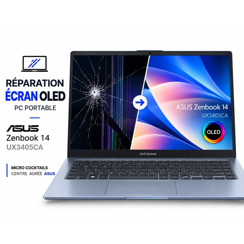Remplacement écran OLED Asus Zenbook 14 UX3405CA à Paris