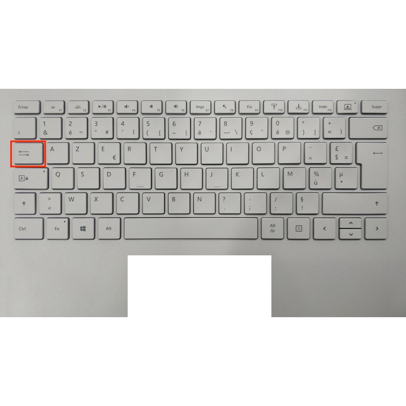 Touche de Remplacement "Tab" pour Clavier français Microsoft Surfacebook (articulation offerte) Type 1