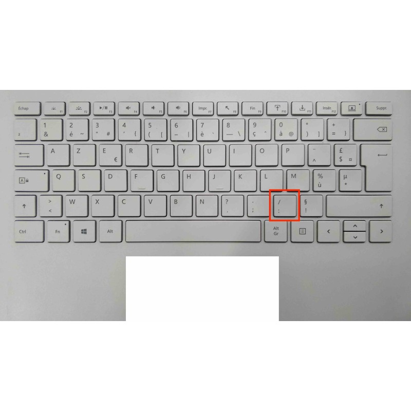 Touche de Remplacement "deux points / barre oblique" pour Clavier français Microsoft Surfacebook (articulation offerte) Type 1