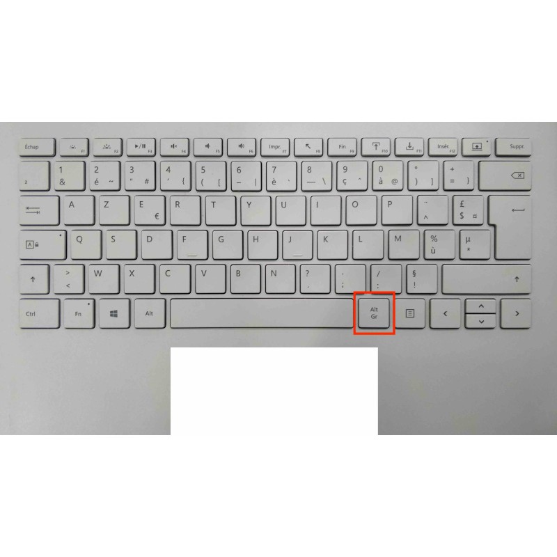 Touche de Remplacement "alt droite" pour Clavier français Microsoft Surfacebook (articulation offerte) Type 1